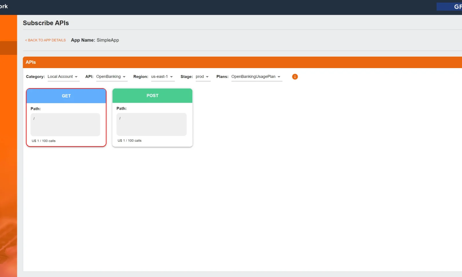 GFT Open API Framework – Subscribe to OpenBanking API Methods 6.JPG