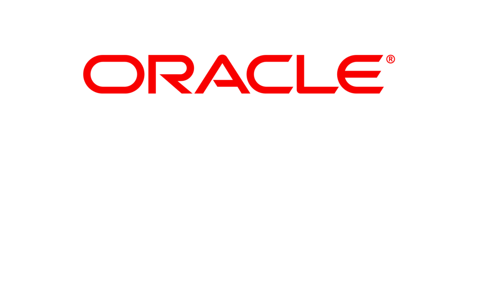 Oracle logo featuring the Oracle text in red and a black circular design